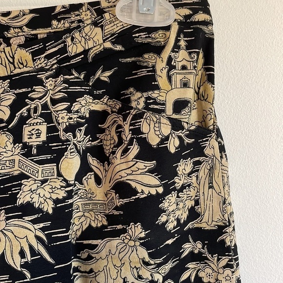 Chinoiserie Toile Pants Print Arts SM Tourist Sunday Brunch Black Statement Chic - Picture 3 of 12